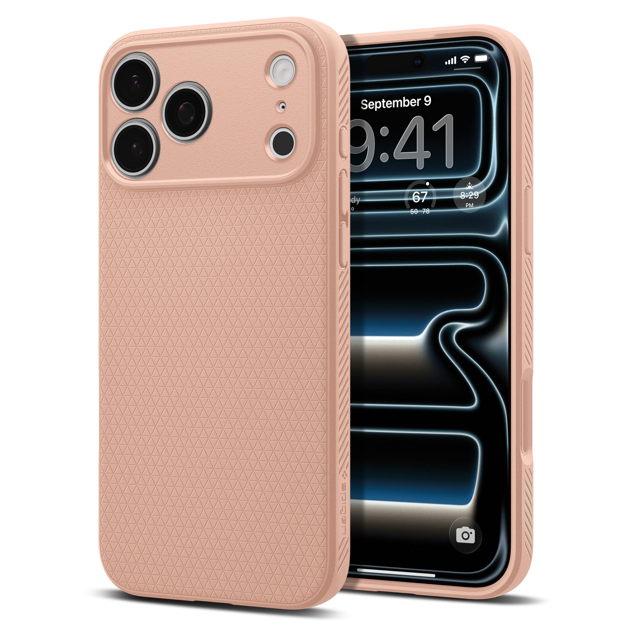 Spigen iPhone 17 Pro Max Hülle [rutschfest] [DURCHDACHTE Details] Liquid Air Case Slim TPU mit Truss-Design, Militärgeprüfter Schutz, Sound Tunnel Technologie Handyhülle –Rose Titanium