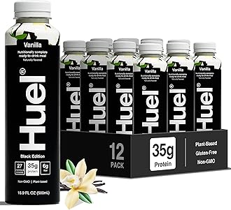Huel Black Edition Ready-to-Drink | Vanilla Meal Replacement Shake | 35g High Protein Drink | 27 Vitamins & Minerals, Vegan, Gluten Free | Plant Based | High Fiber, Low Sugar | 16.9 Fl Oz, 12 Pack