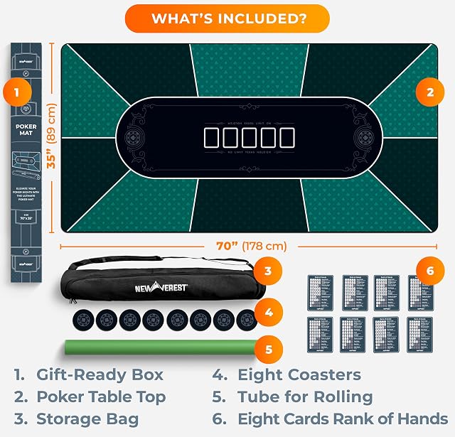 Foto 7 de 7 de Newverest Tapete De Poker De Mesa 178 x 89 cm, Tapete Texas Hold'em hasta 10 Jugadores