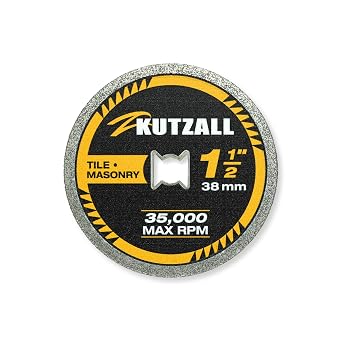 Kutzall 1.5" Diamond, Tile & Masonry Cutting Wheel w/ 1/8" Shaft Mandrel. 25X Longer Life Than Standard Diamond Wheels. High Performance Cutting on Concrete, Brick, Tile, Stone and Ceramics.
