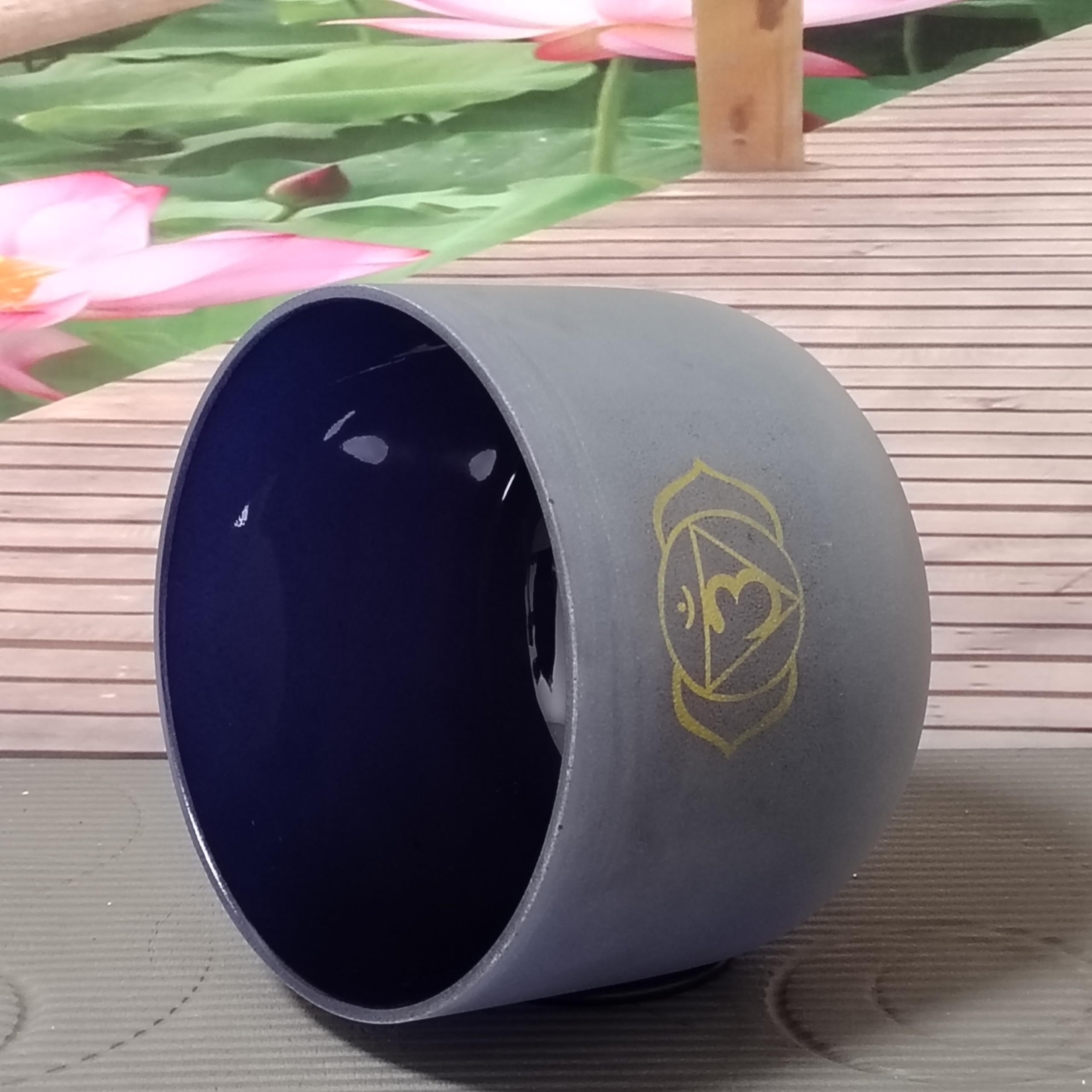 Chkara - Campana tibetana in cristallo di quarzo per il chakra del terzo occhio, 432 Hz, per meditazione, yoga e relax, 20,3 cm