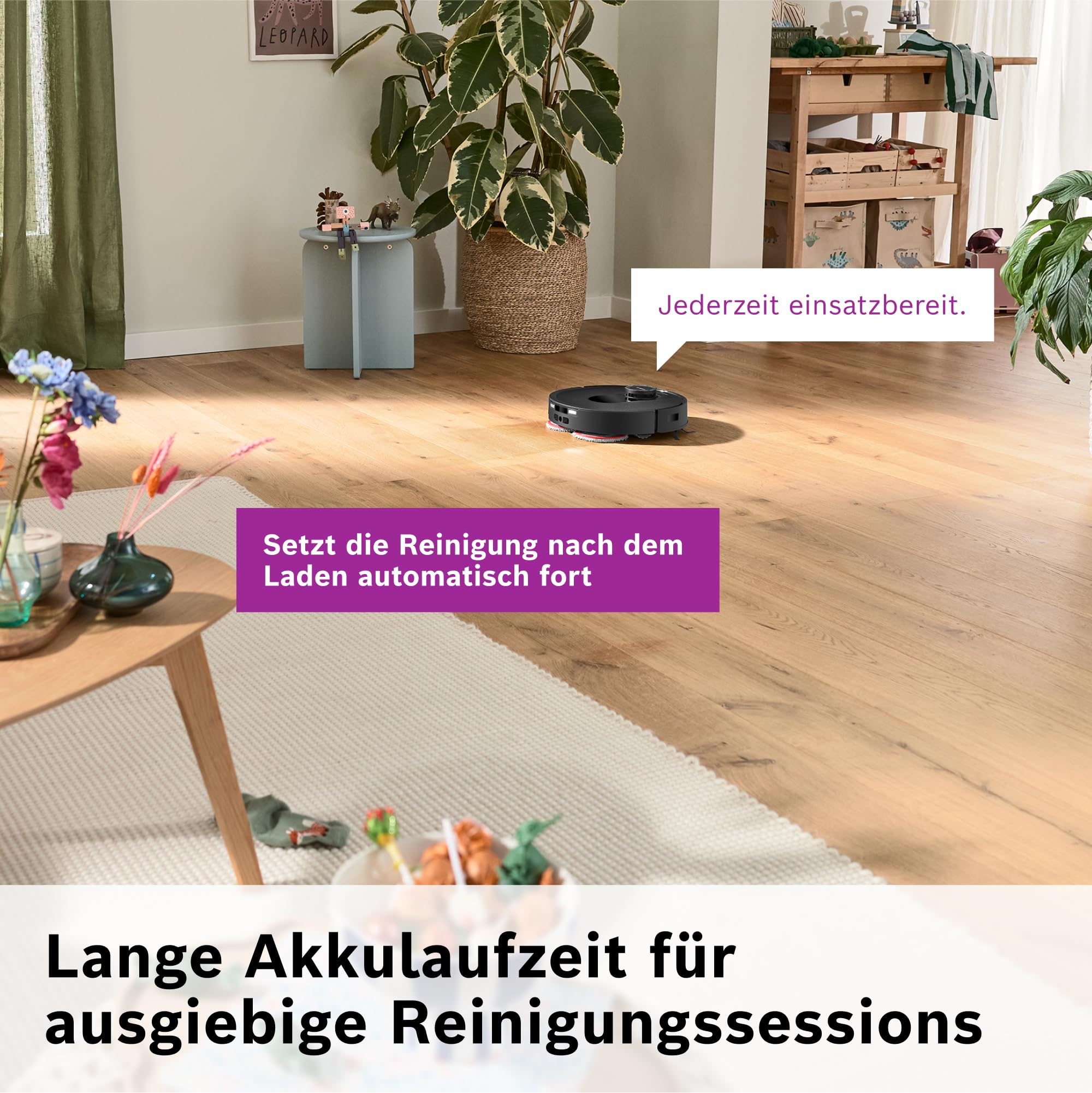 Bosch Spotless Max BCRDW3B Saugroboter mit Wischfunktion, 11.000 Pa Saugkraft, rotierende Wischpads, Nass-Trocken-Servicestation, Selbstreinigung, Smart Vision Navigation, Steuerung per App, schwarz