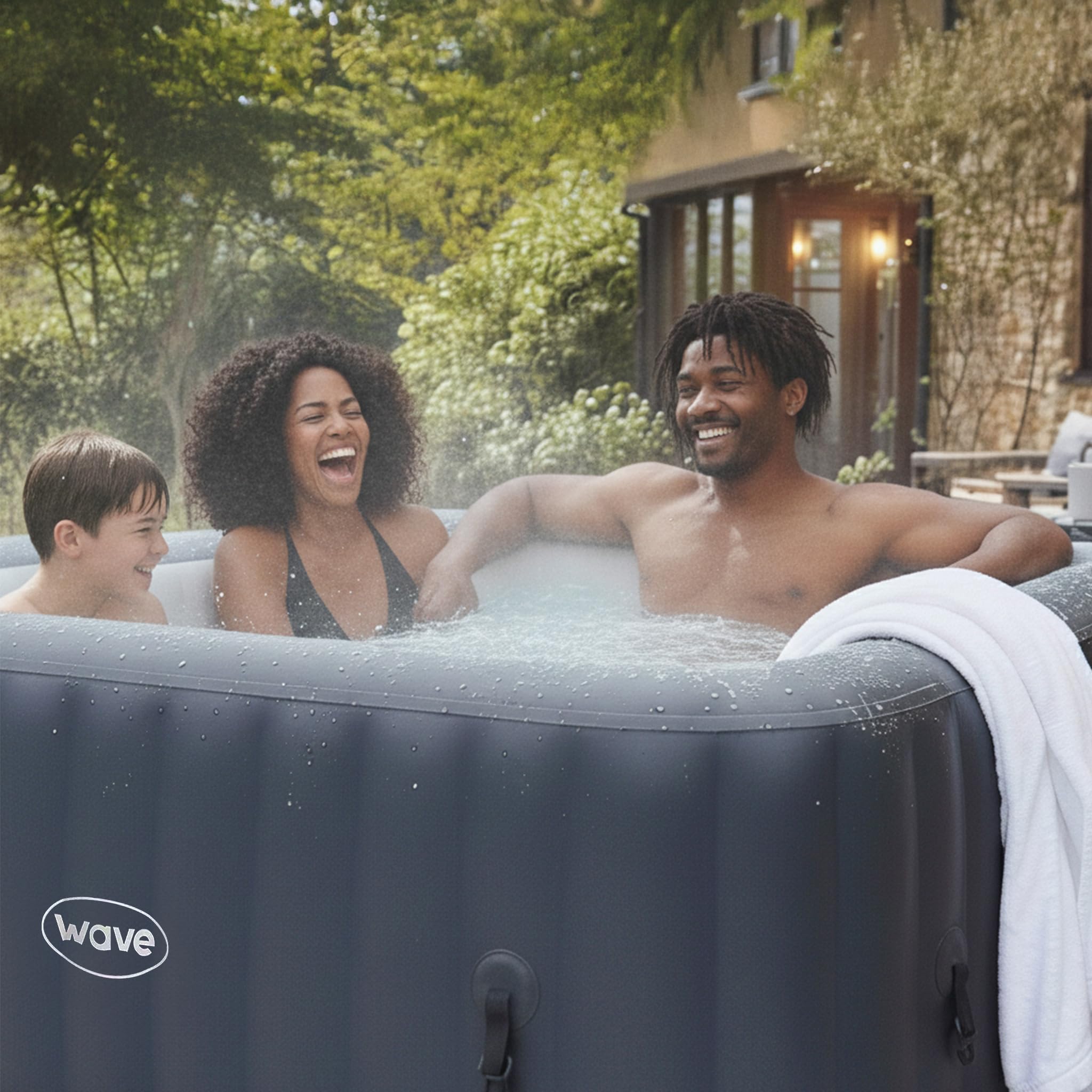 Wave Pacific 4-6 Person Inflatable Hot Tub | Integrated Eco Heater | 110/130 Aquajet Massage System | Anti-Freeze Protection | Quick 15-Minute Setup (Navy, 6 Person | EnergySave Bundle) - 3