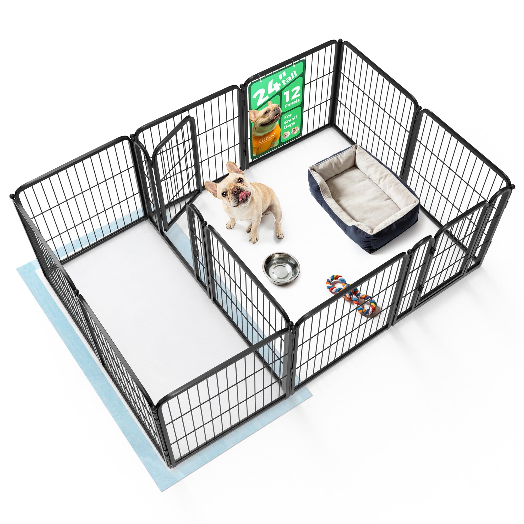 FXW Homeplus Indoor Dog Playpen with Divider Connectors, 24" H, 12 Panels