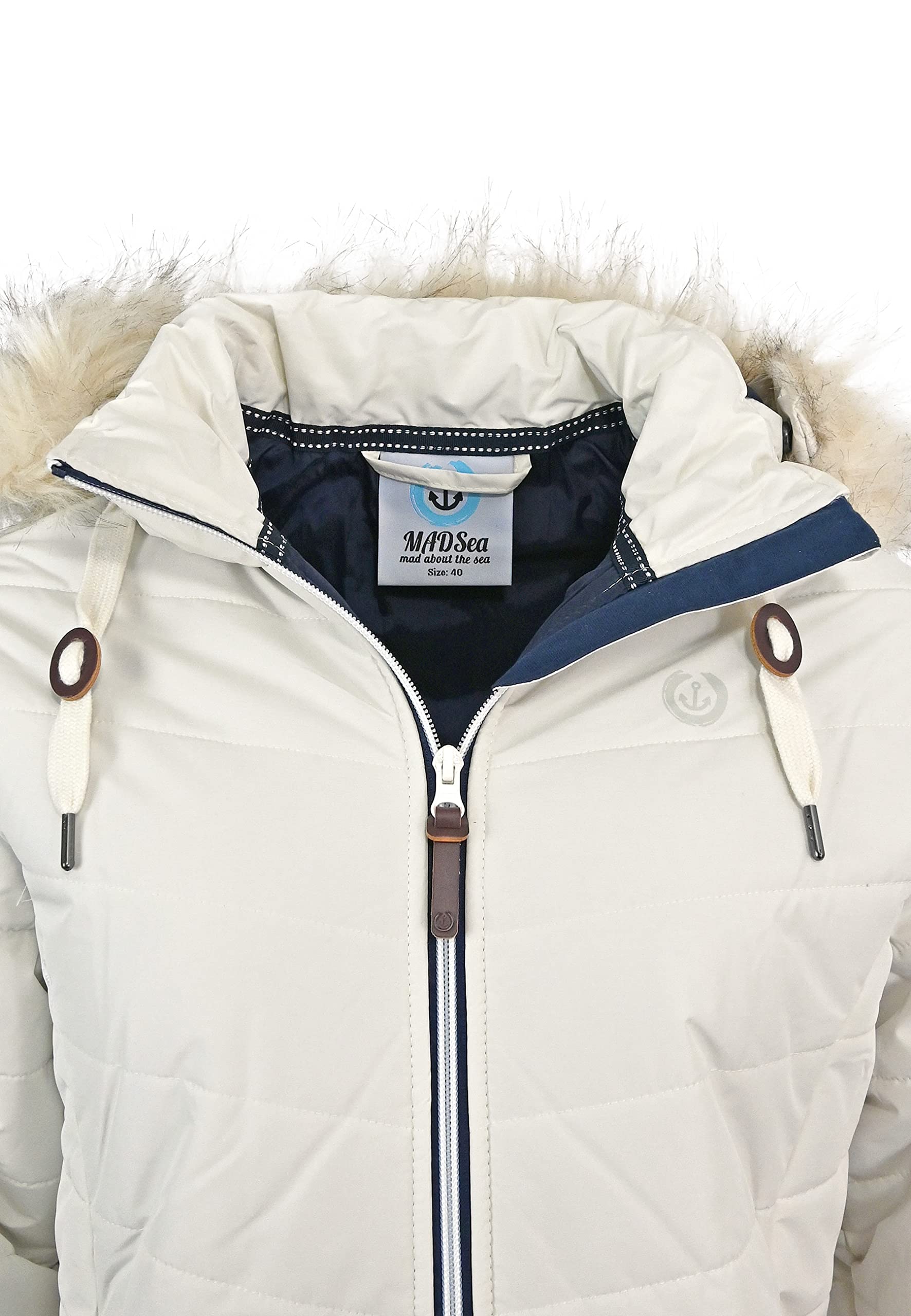 MADSea Damen Steppmantel 6119* warmgefüttert abnehmbare flauschige Kapuze