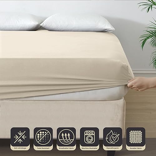 Vista 142 de IR Imperial Rooms Sábana bajera ajustable tamaño King – Sábanas bajeras de 16 pulgadas de profundidad de 16 pulgadas de microfibra suave premium