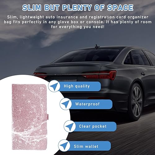 Miniatura 4 de Soporte para registro y seguro de automóvil, organizador de documentos de tarjetas de automóvil de 9.4 x 5.1 pulgadas, con cierre magnético,
