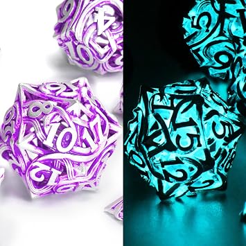 FONVGOGO Glow in The Dark Light up DND Dice Metal for Dungeons and Dragon