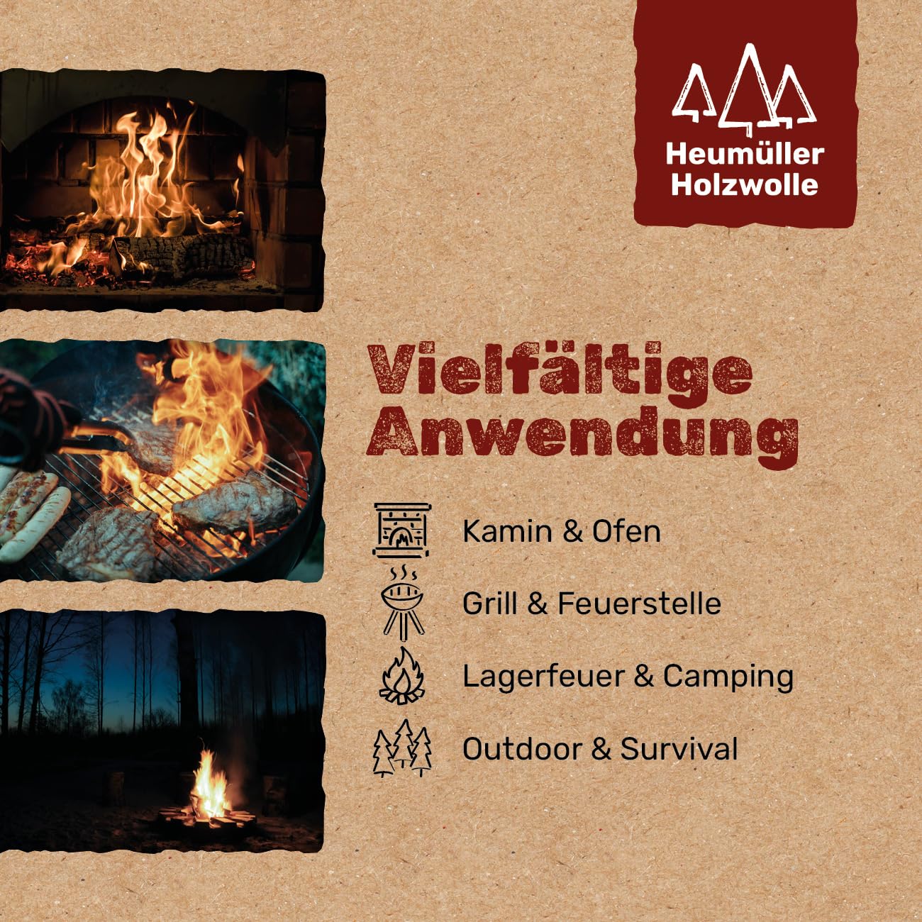 5 kg (ca. 400 Stück) Holzwolle-Anzünder Kaminanzünder | Öko-Anzünder aus Holzwolle & Wachs | Lange Brenndauer & geruchsneutral | Ideal für Kamin, Grill & Feuerstellen