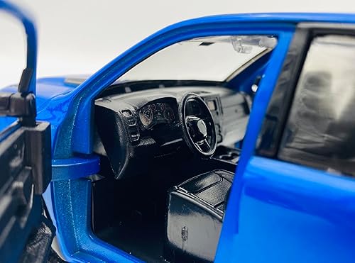 Miniatura 2 de Motormax 2019 RAM Rebel 1500 Crew Cab Pickup Truck Azul Metálico American Classics Series 124-127 Modelo de coche fundido a troquel