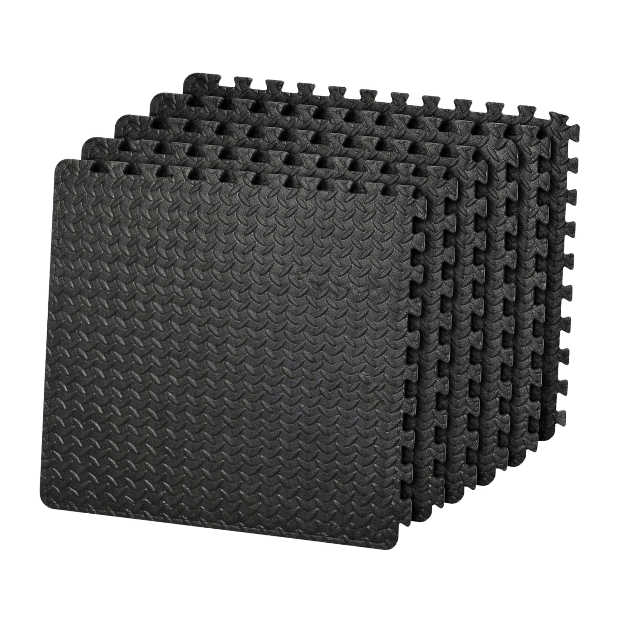 6 Pcs Soft Foam Exercise Floor Mats 60 x 60 x 1.1 cm, Black Interlocking EVA Puzzle Gym Flooring Tiles with Non Slip Cushion for Home Workout, Kids Play, Yoga, Garage and Exercise Equipment
