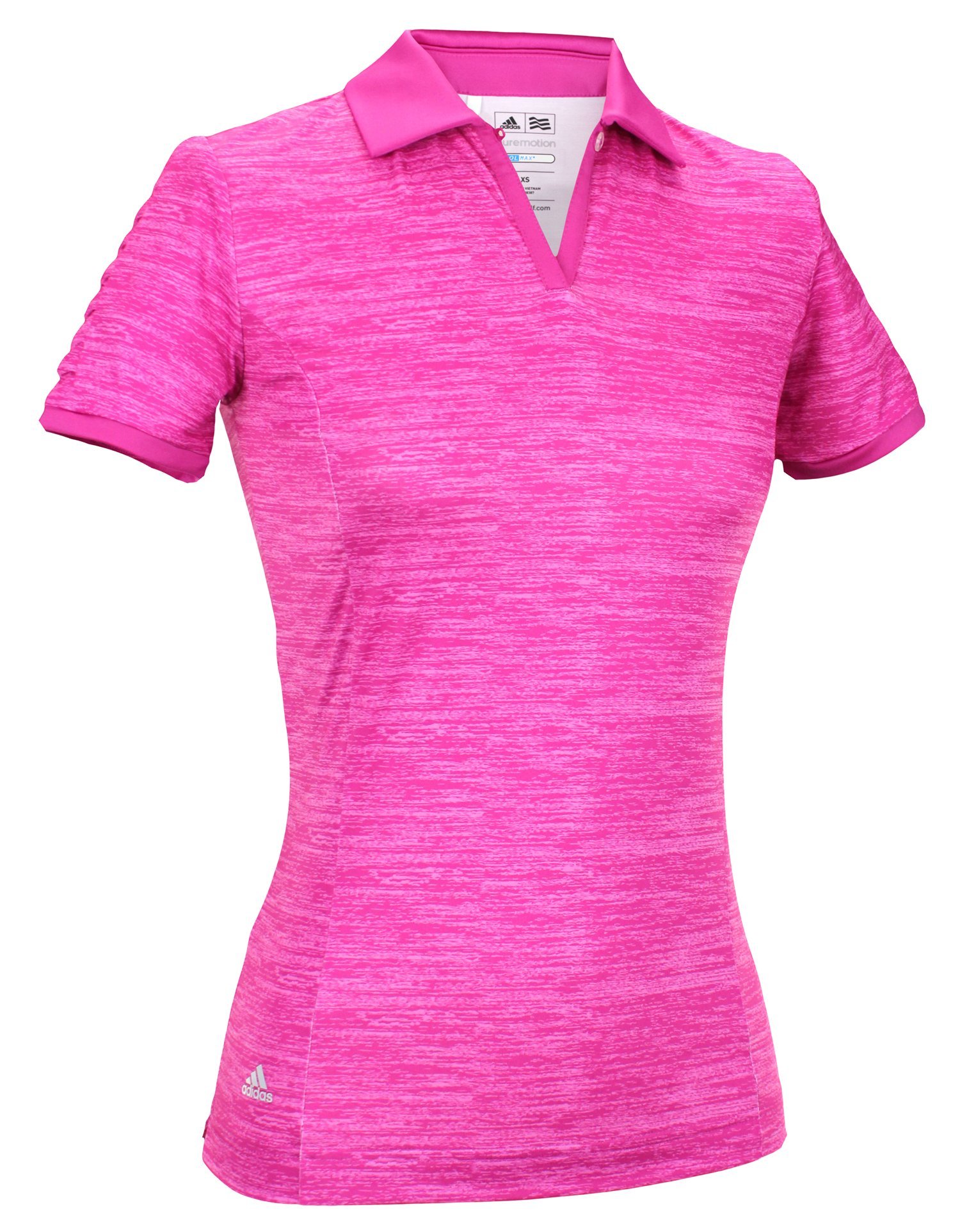 adidas Golf Women's Puremotion? Textured Pleat Sleeve Polo '14 Bahia Magenta Polo Shirt LG