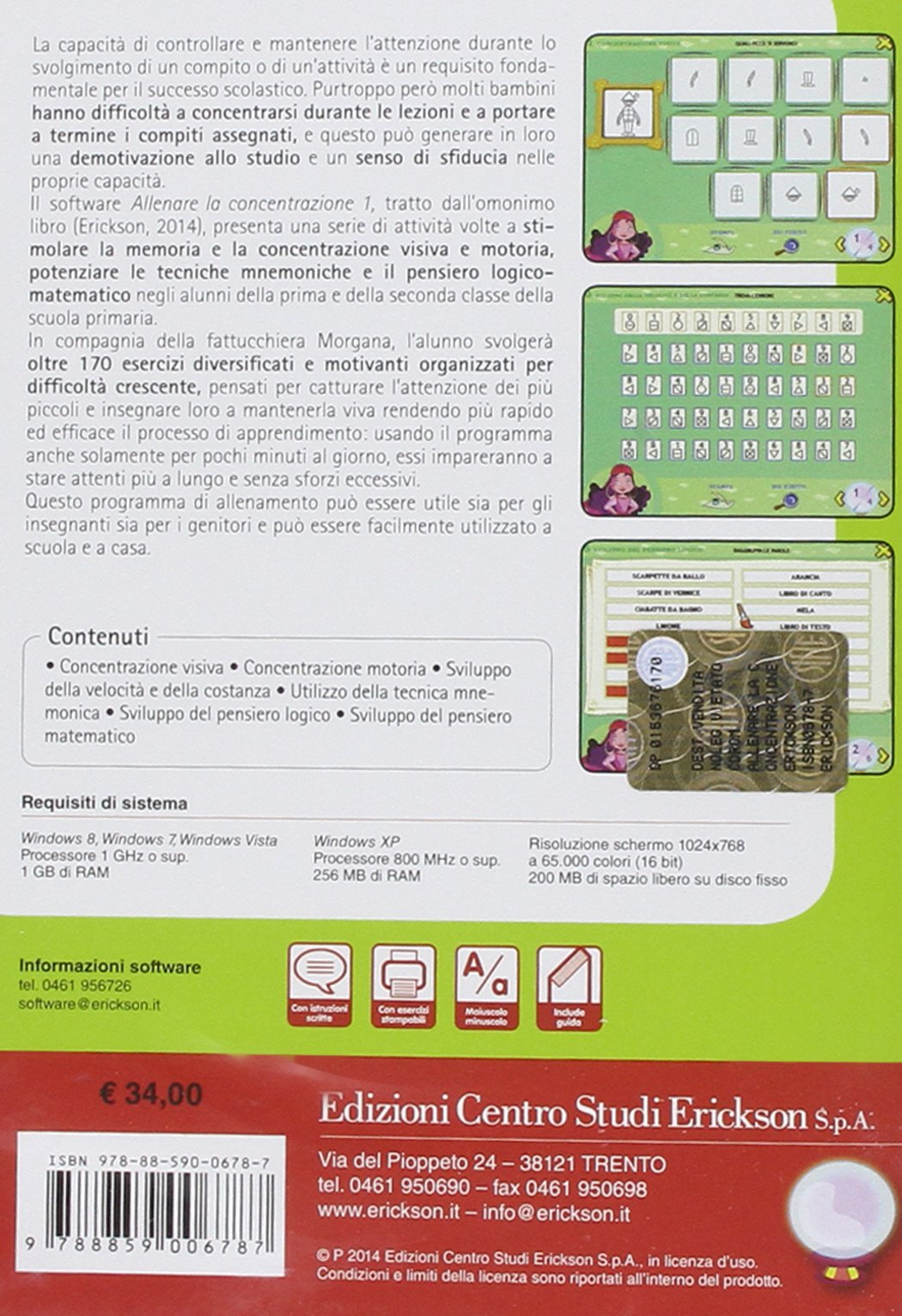 Allenare la concentrazione. Con CD-ROM. Giochi e attività per la prima e seconda classe della scuola primaria (Vol. 1)