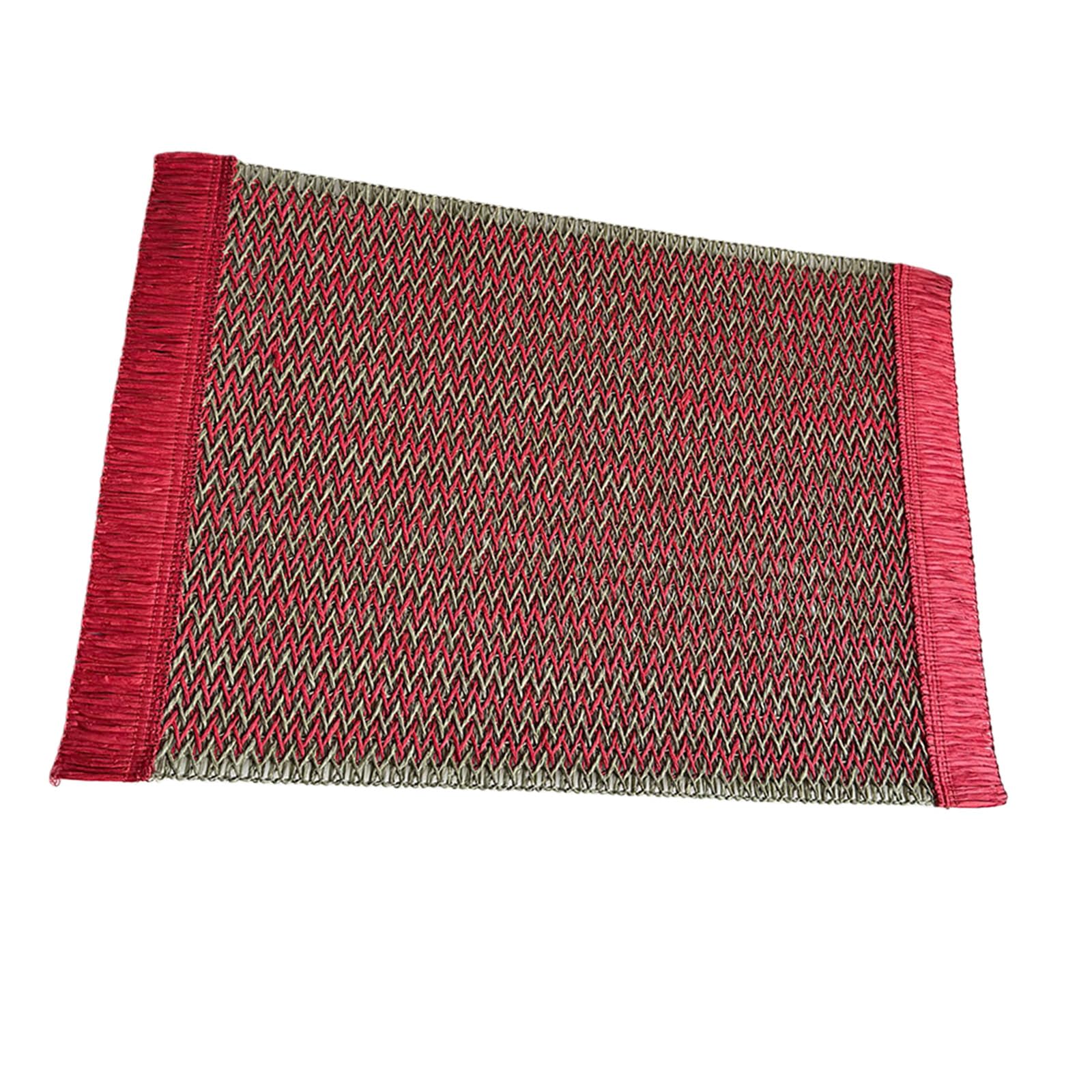 Tsophreniq Portable Portable Paper Rope Woven Decorative Placemat with Striped Pattern for Outdoor Picnics and Indoor Use