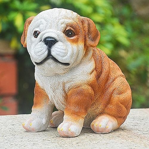 Miniatura 4 de Estatua de cachorro de bulldog inglés, decoración de escultura de bulldog resistente a la intemperie, encantadora para patio (bulldog sentado)