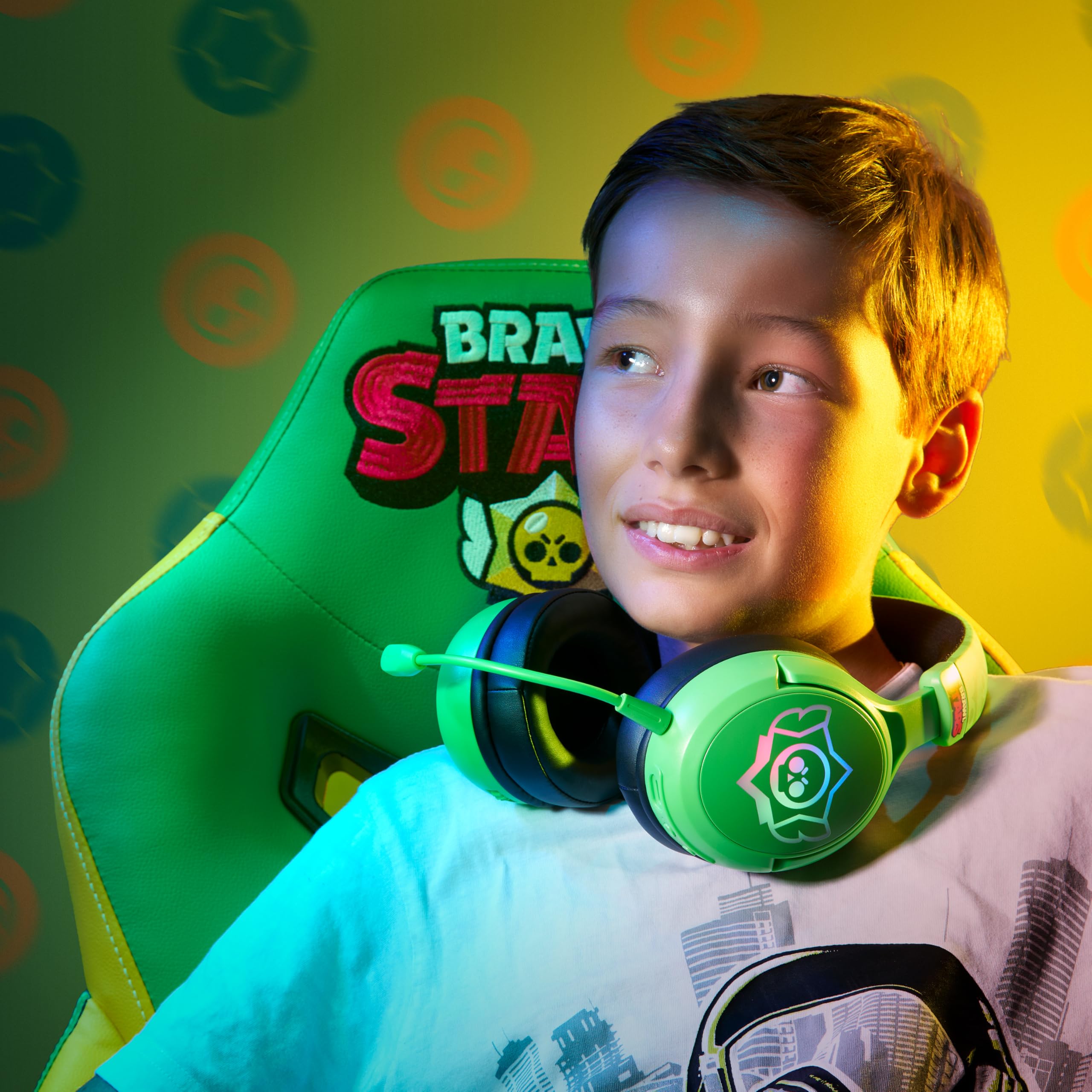 SUBSONIC - Junior Gaming Stuhl Brawl Stars Leon - Bürostuhl | Offizielle Lizenz, Ergonomisch, Hochdichter Schaum, Armlehnen, Höhenverstellbar - Für Kinder und Jugendliche