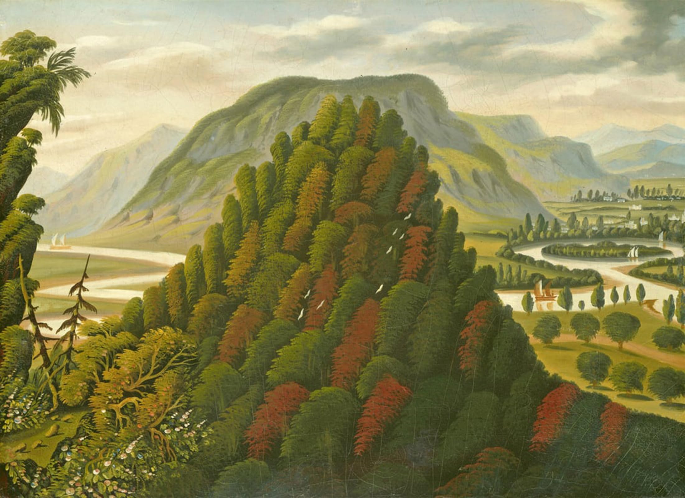 SERENDIPITP Abstract Painting Mural Print Picture Wall Decor Painting the Connecticut Valley by Famous Artist Vintage Wall Artwork for Home Decor 60x90cm
