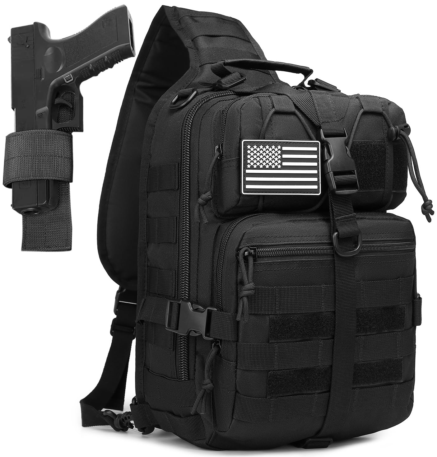 ATBP Tactical Crossbody Backpack Large Sling Pack With Holster Shoulder Bag For Men Outdoors Hiking Camping Gym