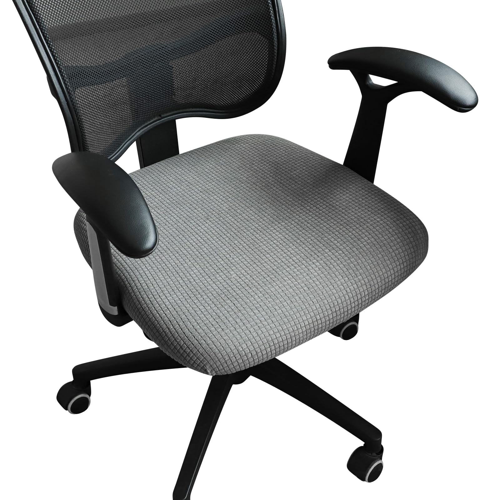 FORCHEER Office Chair Seat Cover Grey Water-Resistant 18inch Stretch Jacquard Computer Chair Seat Cushion Slipcover 1 Piece Washable