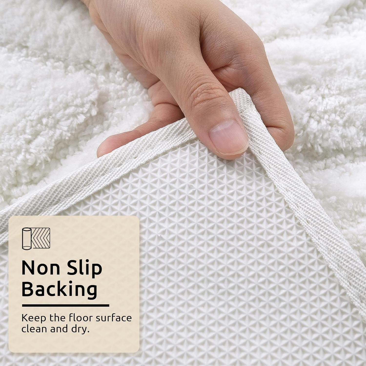 DEXDE Bathroom Runner Rugs 24x60 Inch White, Large Bath Rugs Non Slip Soft Machine Washable Long Bath Mat Hallway Modern Floor Carpet for Tub Shower Bedroom