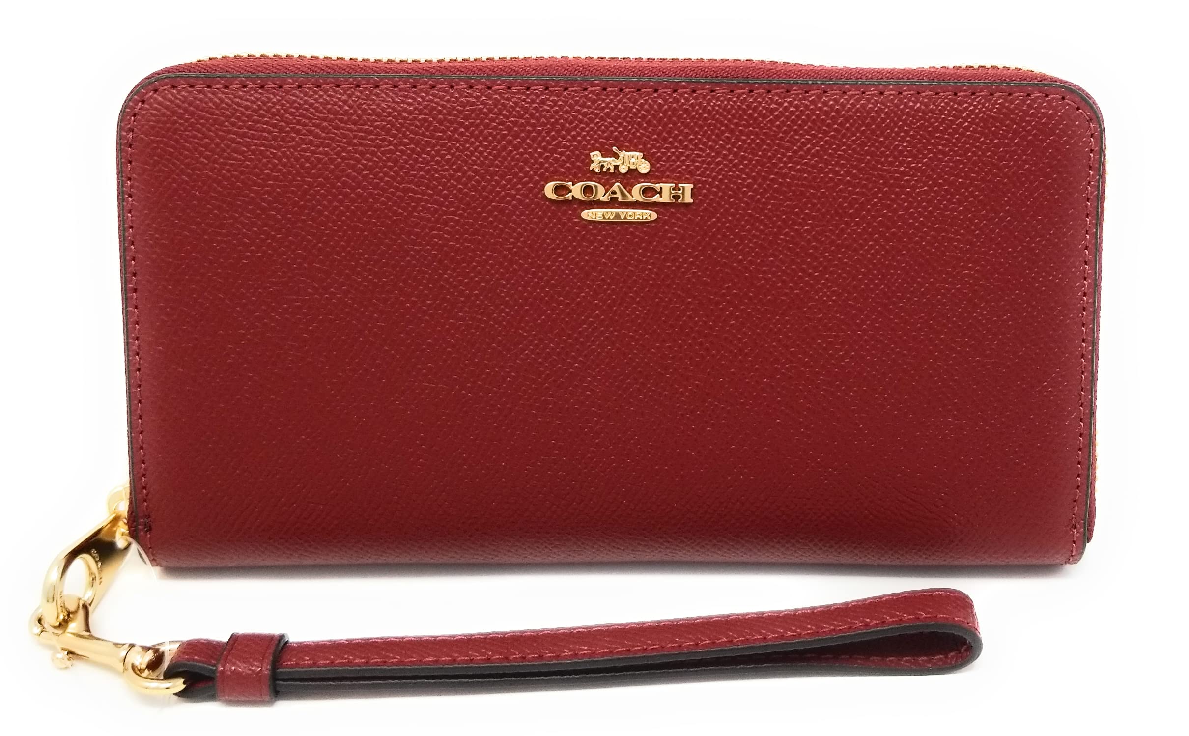 Coach Women's Long Zip Around Wallet (Crossgrain Leather, Cherry)
