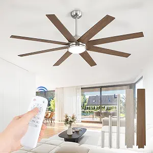 Fanbulous 65 Inch Ceiling Fan with Lights and Remote, Brush Nickel Indoor/Outdoor