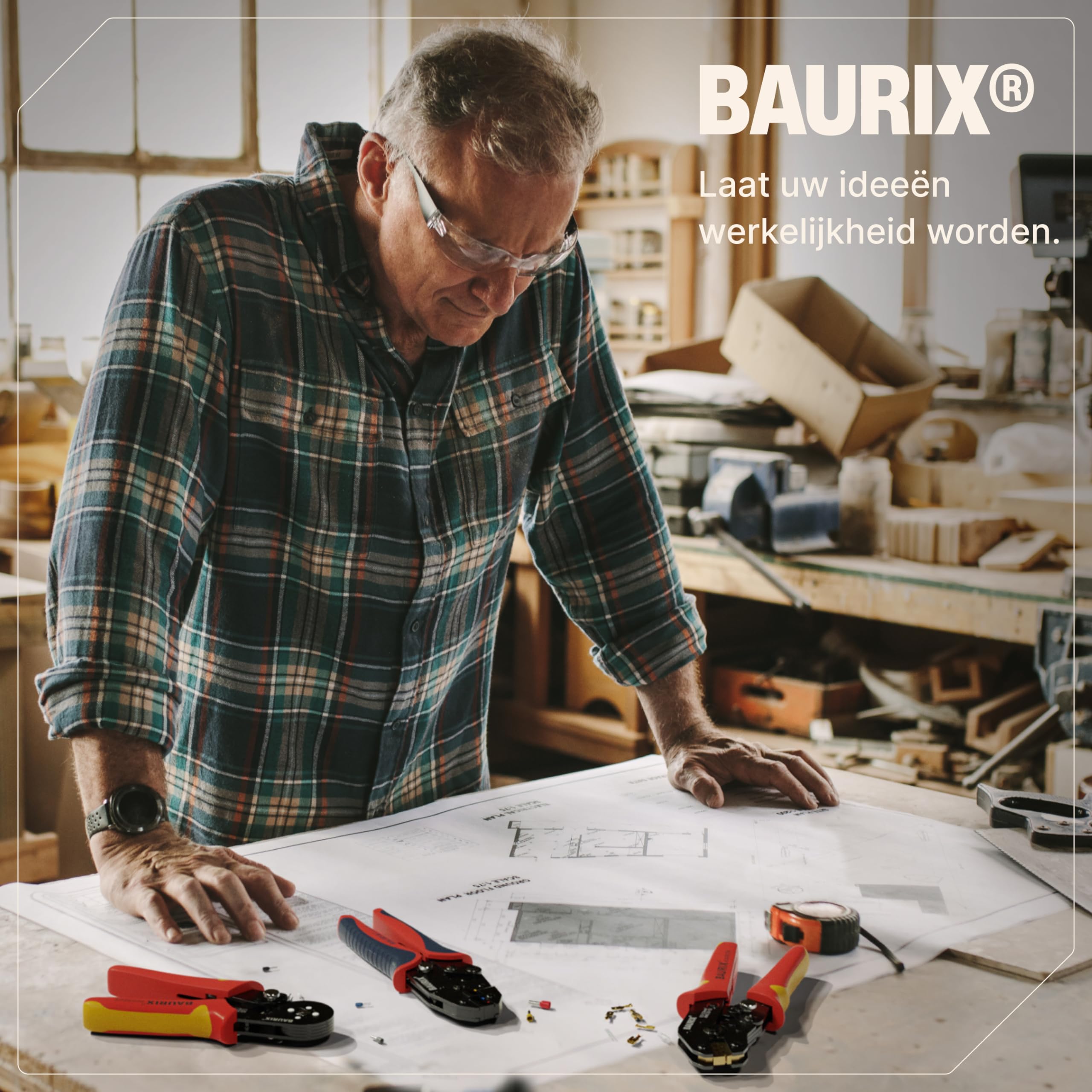 BAURIX® Krimptang voor Platte Kabelschoenen - voor Kabelschoenen