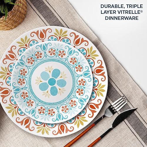 Miniatura 4 de Corelle Terracotta Dreams - Juego de vajilla para 6, 18 piezas y platos de ensalada Terracotta Dreams para 6 | Juego de platos de cocina de 8.5