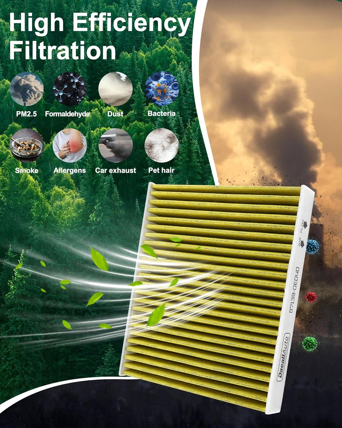 3PCS Dacall Activated Carbon Cabin & Engine Air Filter Set Fit for Toyota/Lexus 2.5L Hybrid Models - for Avalon, Camry, Highlander, RX350h, NX350h- Replacement CA12289, CF12157