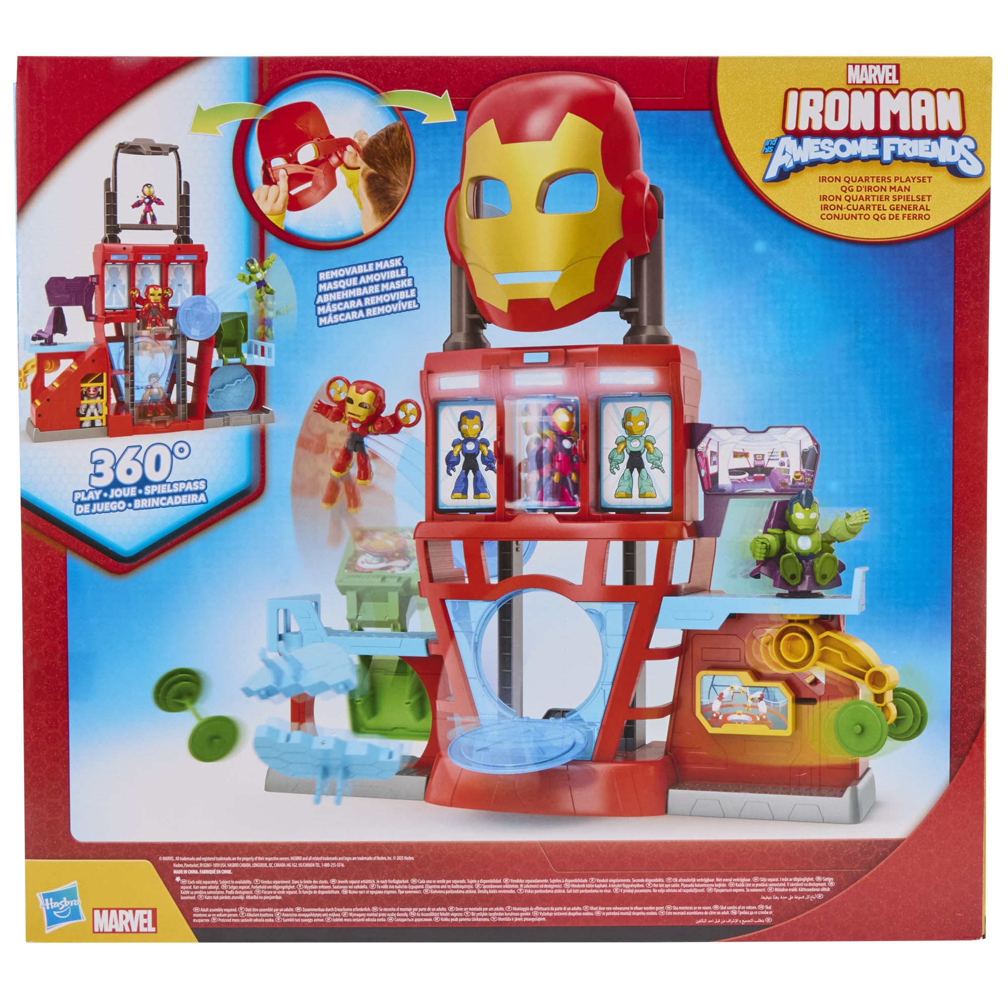 Hasbro Marvel Iron Man e i Suoi Fantastici Amici, playset elettronico Iron Quarters per Bambini e Bambine