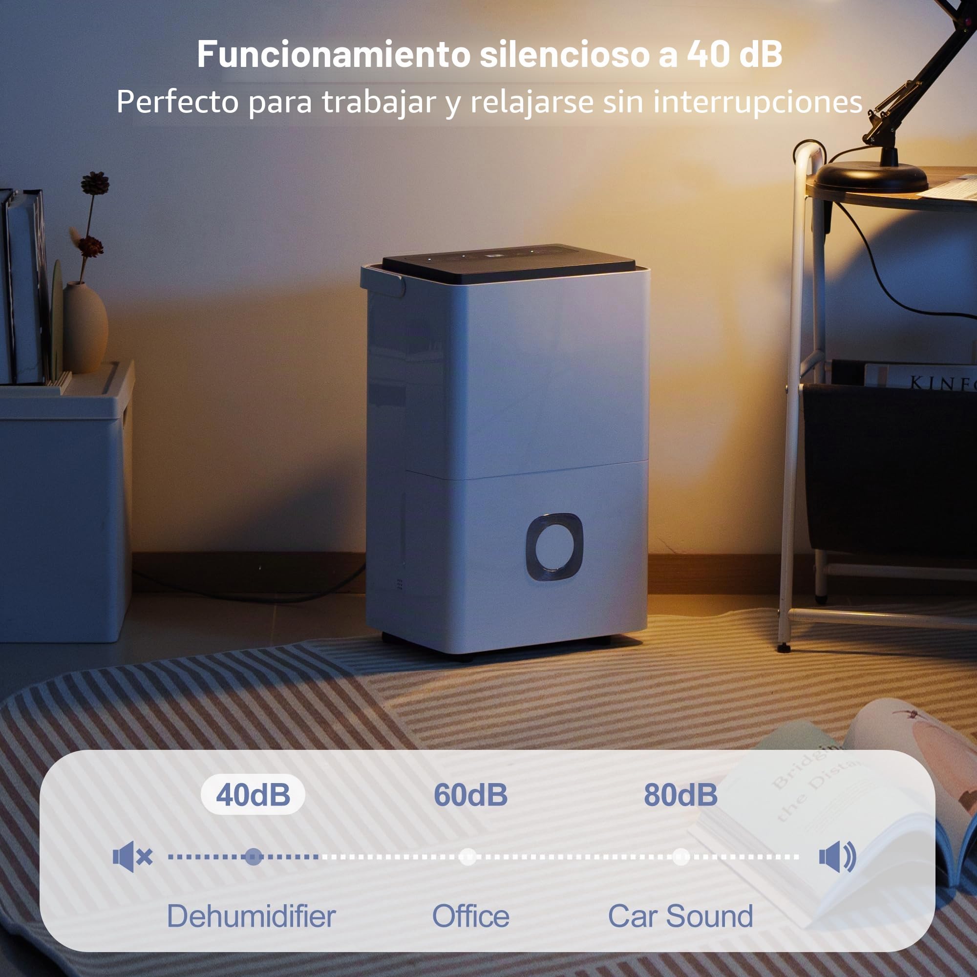 65L/Día 4.5L Po Deshumidificador Eléctrico de Gran Capacidad | Potente Compresor Bajo Consumo Drenaje Continuo Silencioso para Casa/Baño/Habitación/Oficina/Garaje/Trastero