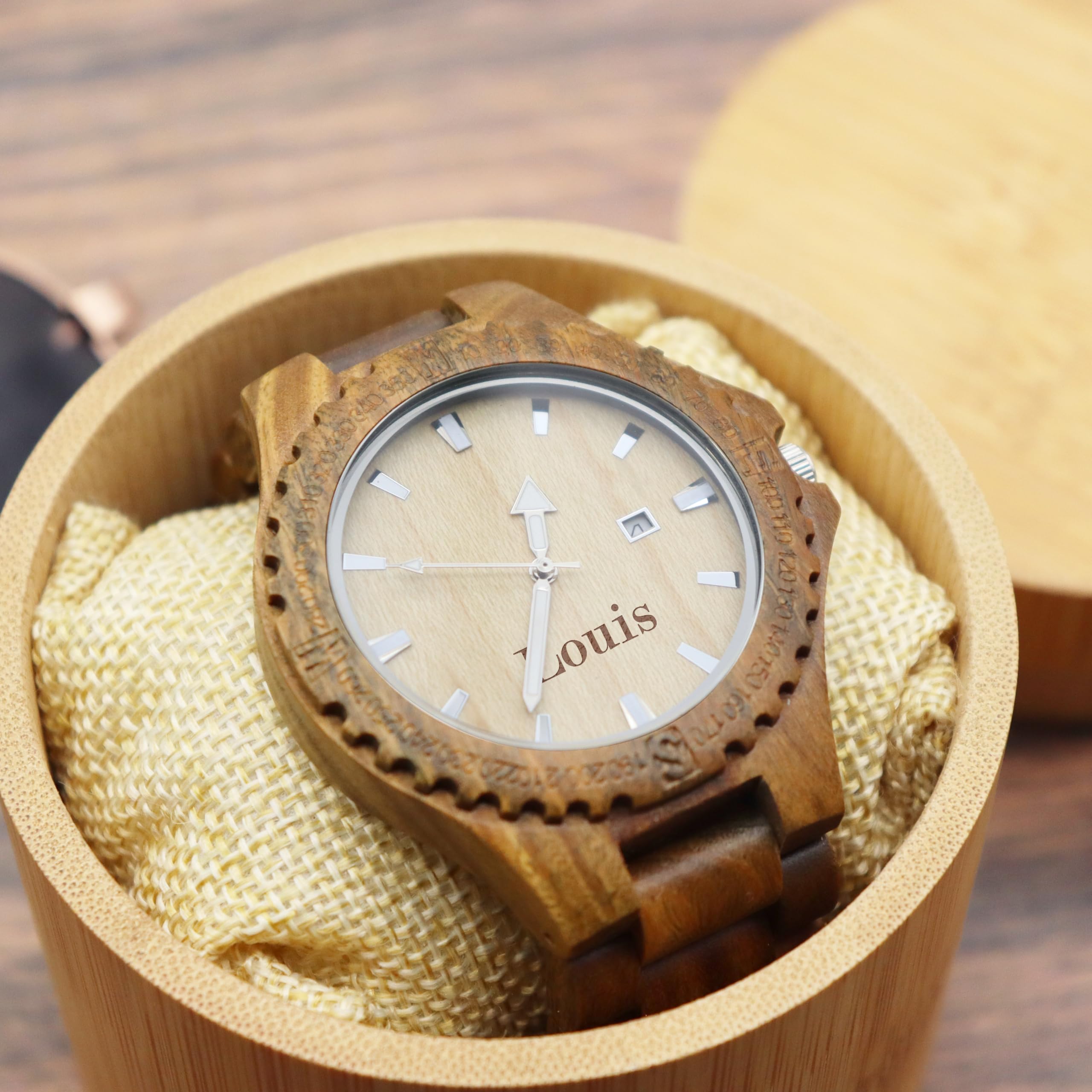 Regalo personalizado para hombres – Reloj de madera grabado personalizado, 8º aniversario de boda para marido, regalo del día del padre para marido, regalo de cumpleaños para marido