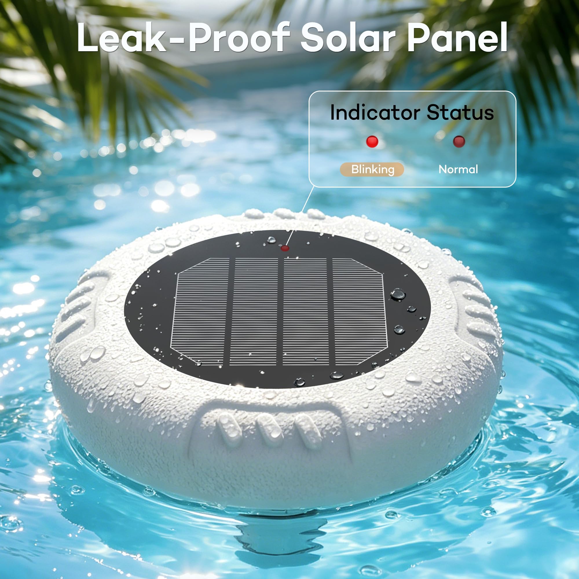 Ioniseur solaire de piscine - Anodes en cuivre autonettoyantes, contrôle intelligent et interrupteur à flotteur automatique, réduit 85 % de chlore, entretien facile, pour piscines jusqu'à