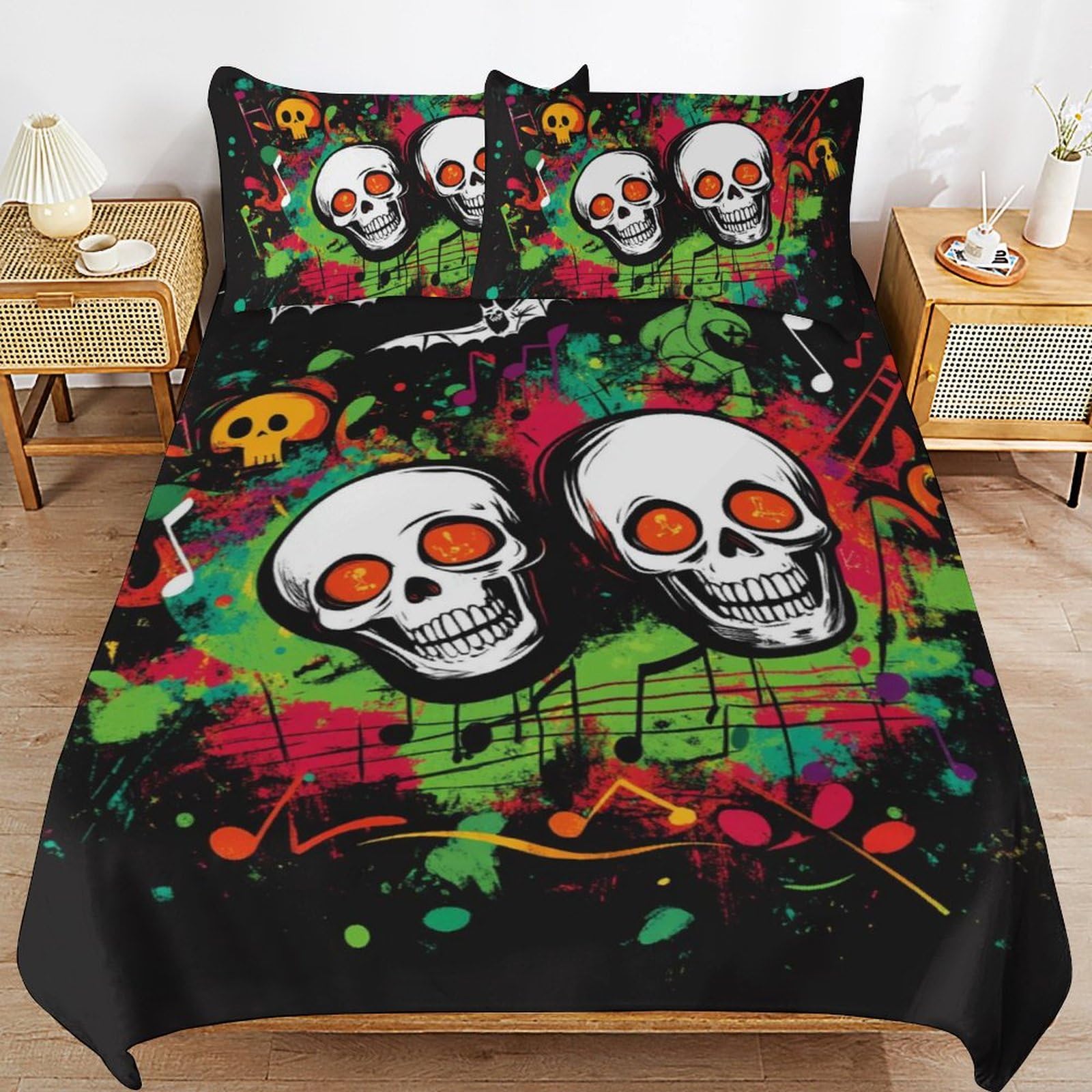 Housse de couette squelette 135x200 pour illuminer les nuits de votre enfant