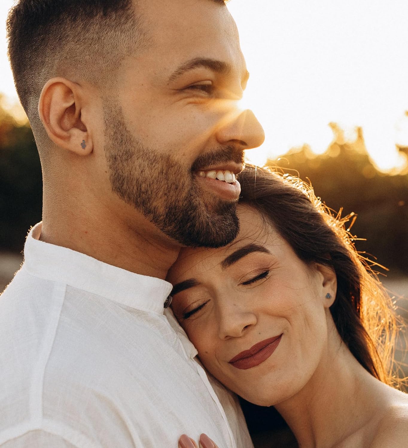 4Pairs Flat Back Earrings for Women 14K Gold Hypoallergenic Cartilage Earring for Sensitive Skin CZ Opal Heart Star Ball Screw Back Nap Earrings for Helix Piercing - Image 8