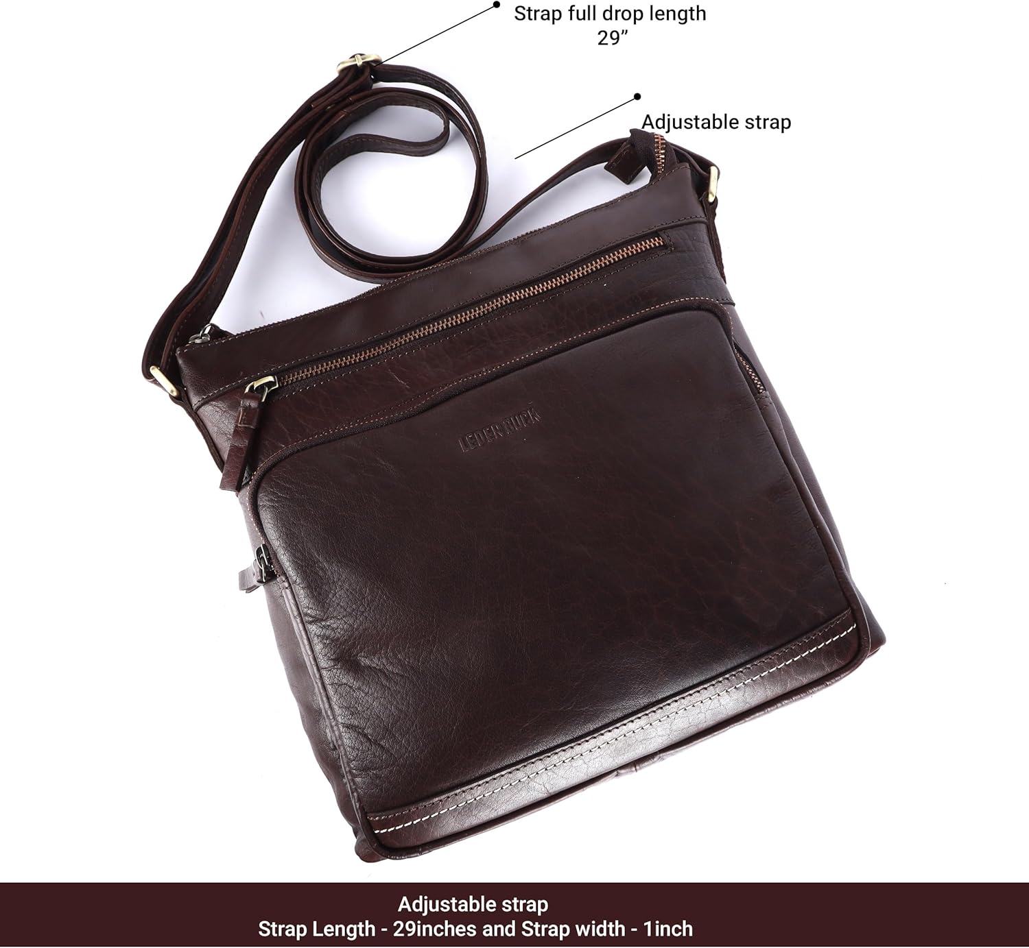 Olga Women's Extra-Large Genuine Leather Crossbody Purse – Soft Triple-Zip Shoulder Bag - Image 8