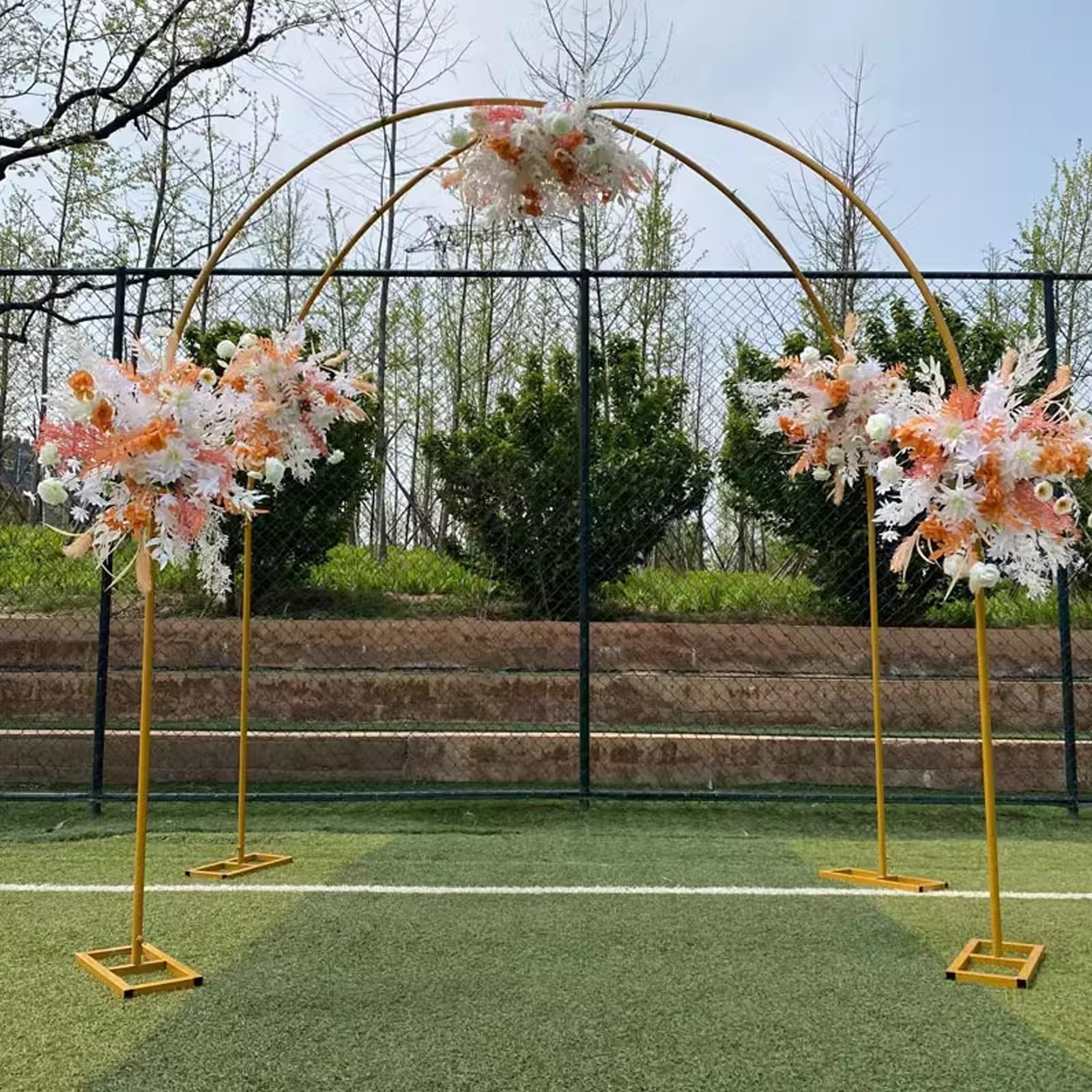 2 m szeroki metalowy łuk balonowy zestaw złota okrągła girlanda balonowa do dekoracji DIY idealna na przyjęcie urodzinowe aranżacje kwiatowe (rozmiar: 2,6 * 2,6 m)