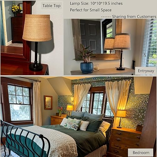 Miniatura 2 de Oneach Lámpara de mesa pequeña de 19.5 pulgadas para dormitorio, lámparas de noche para mesita de noche, lámpara de mesa negra para sala de estar