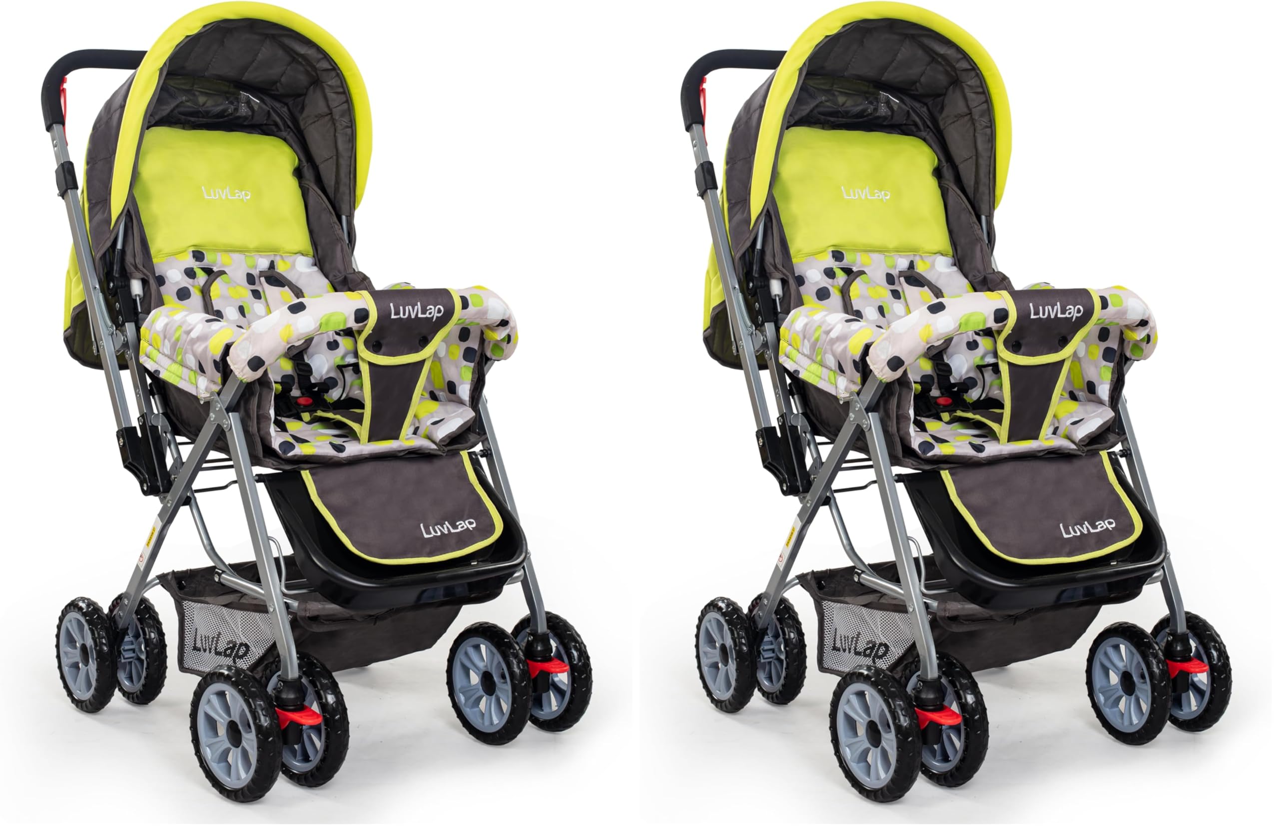 LuvLap Sunshine Baby Stroller/Pram for 0 to 3 Years, New Born/Toddler/Kid, 5 Point Safety Harness, Adjustable backrest, 360° Swivel Wheel, Large Storage Basket, Reversible Handlebar (Green)-picture-15