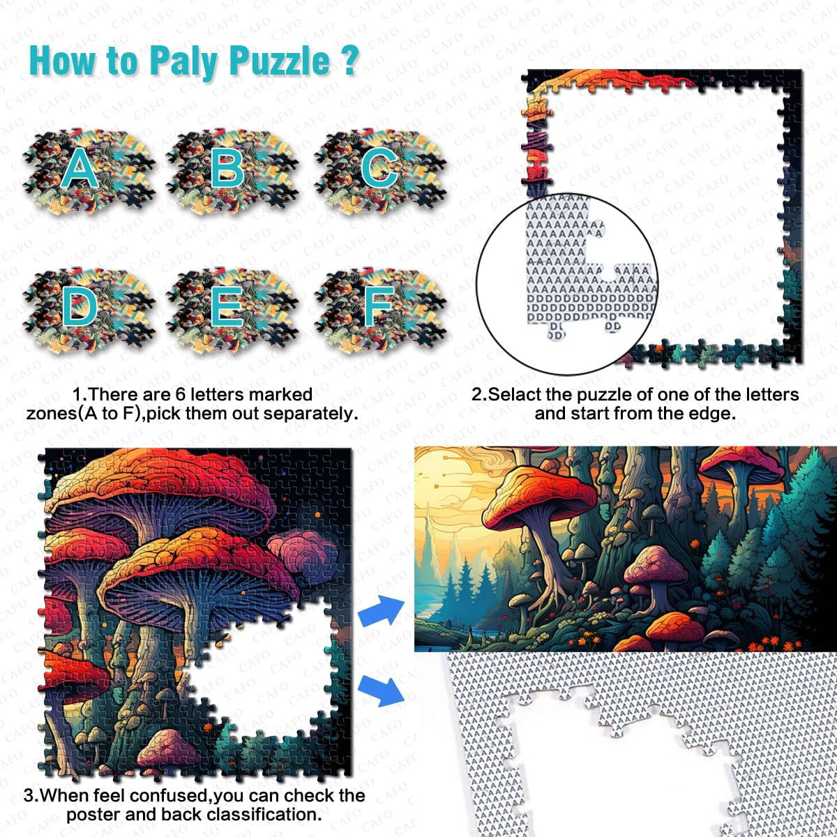Puzzle para niños, mundo de hongos, rompecabezas de 2000 piezas, 27,56 x 39,37 pulgadas, rompecabezas de mapa gris, adecuado para adultos y niños a partir de 14 años, gran regalo para adultos