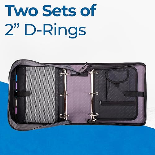 Miniatura 2 de Case-it Carpeta doble 2.0 con cremallera 2 en 1, se convierte en una mochila, dos anillos en D de 2 pulgadas, capacidad de 800 hojas, carpeta de
