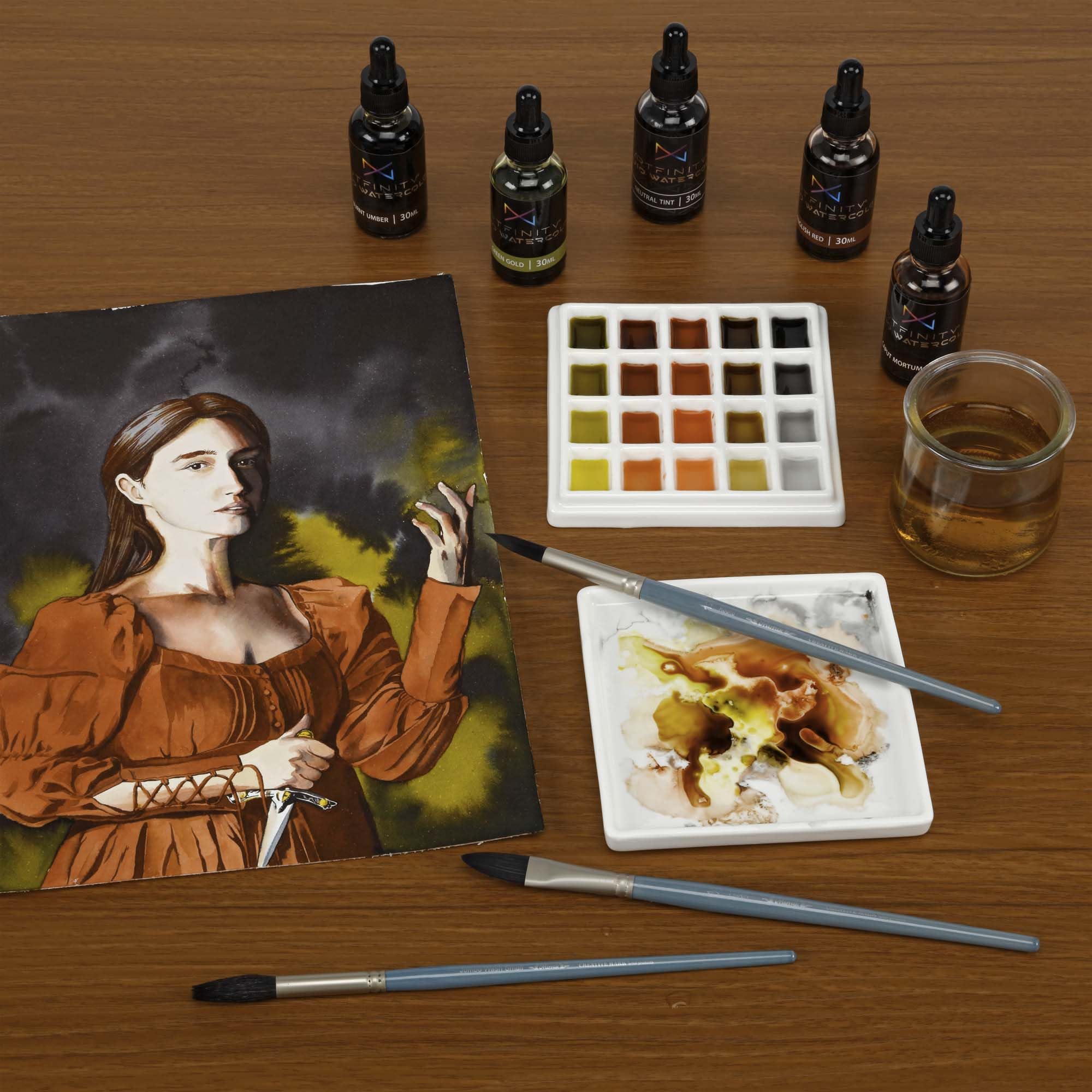 Amazon.co.jp: Artfinity 液体水彩絵の具 30mlボトル - 3パック 朱色