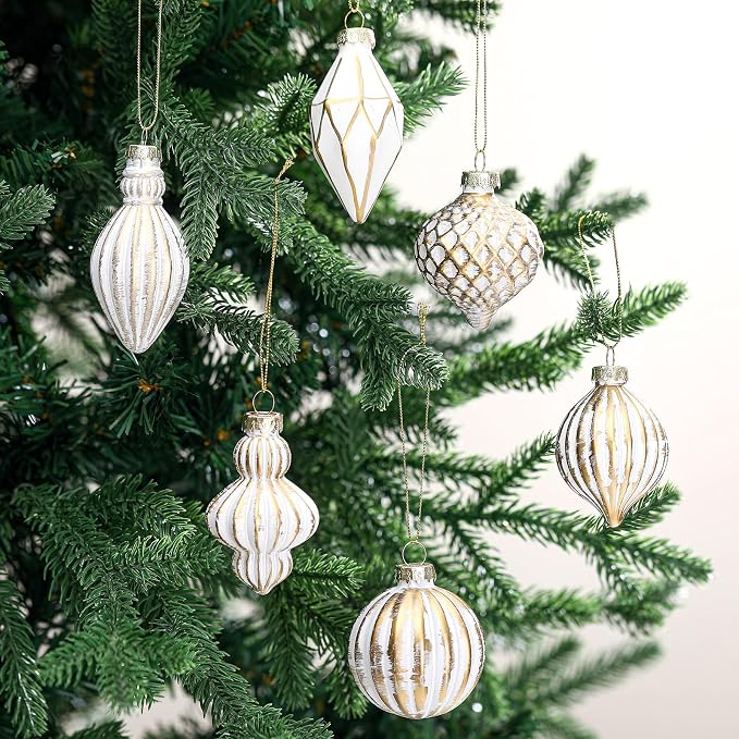 6 Pcs 2.36" Christmas Mercury Glass Ornament for Tree