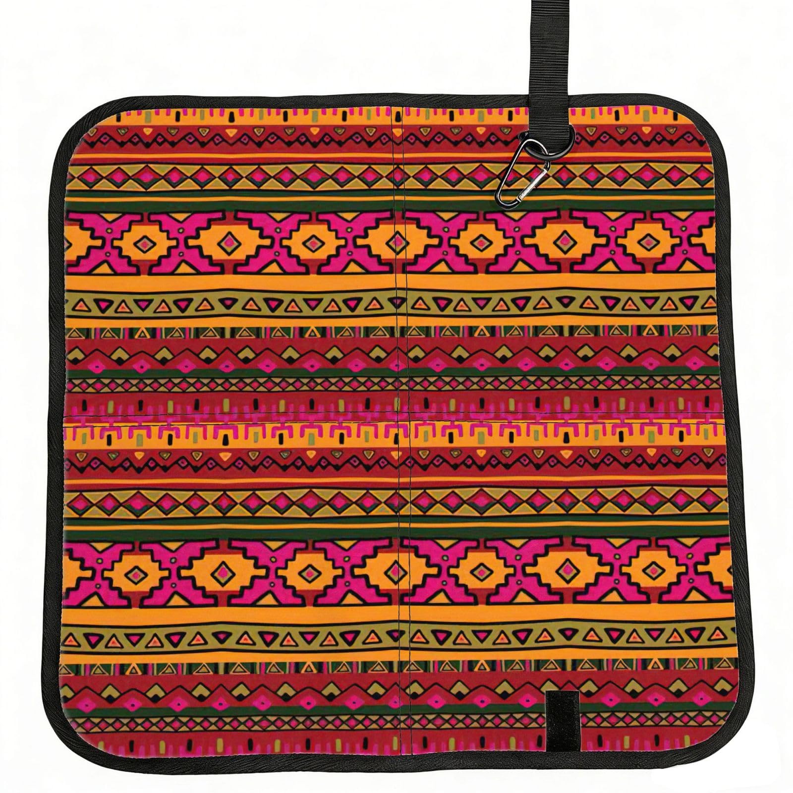 NImongt Mexican Folk Art Boho Print Portable Chair Pad Foldable Seat Cushion Outdoor Seating Office Picnic Camping