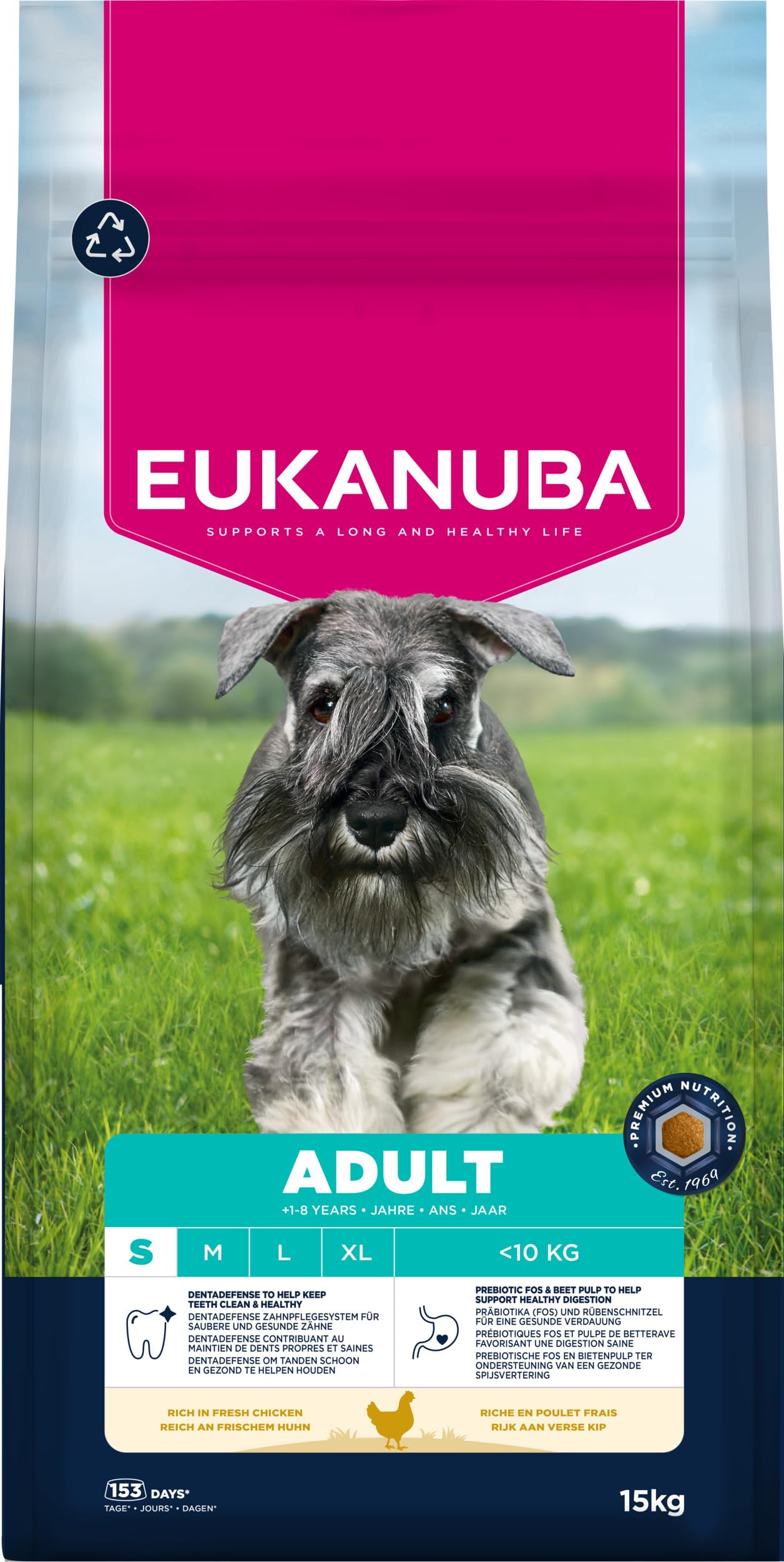 Eukanuba, alimento seco para Perros con Pollo Fresco para Razas pequeñas - Alimento seco Premium para Perros Adultos, 15 kg