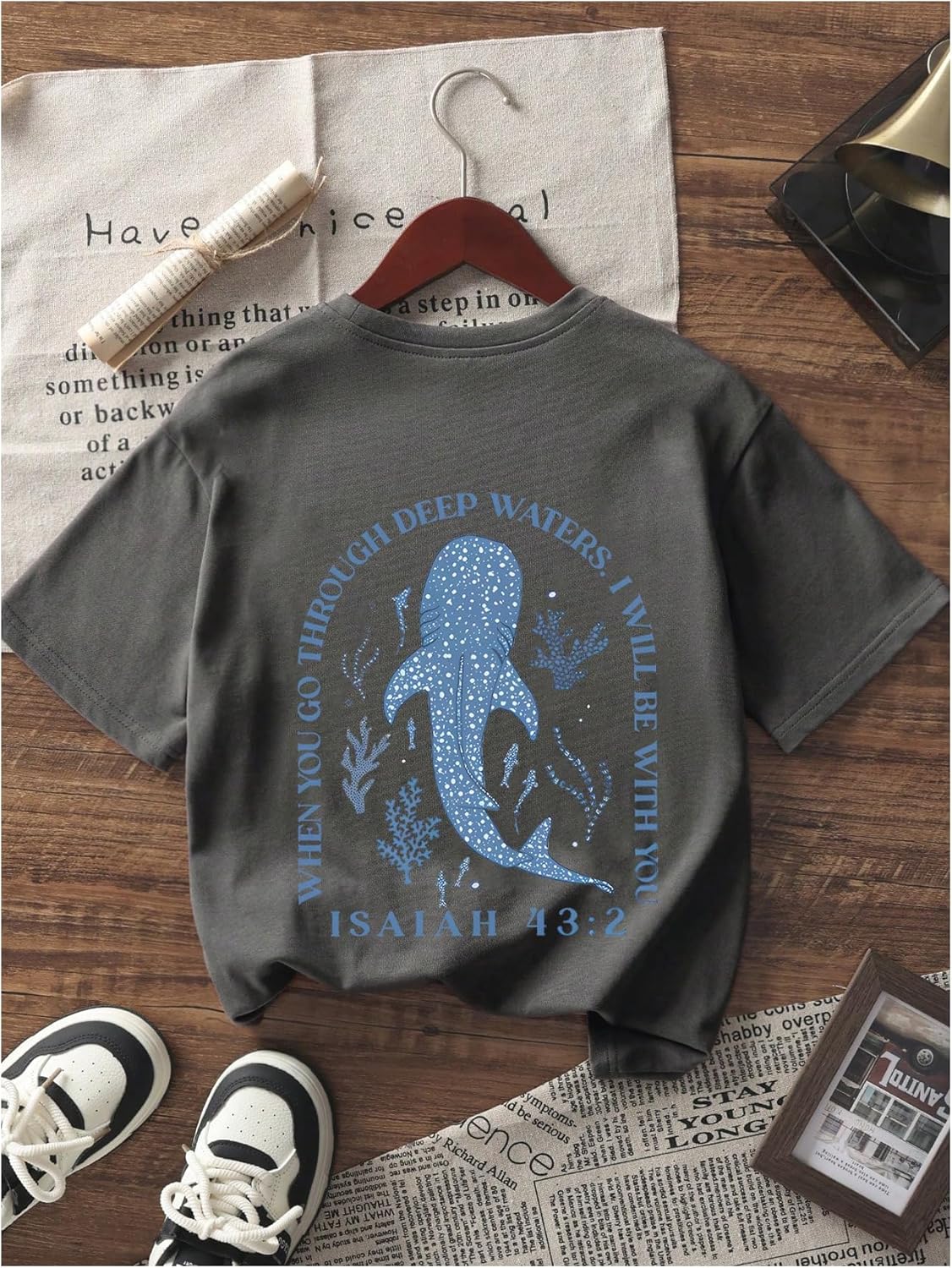 Girl's Letter Animal Graphic T Shirt Short Sleeve Crewneck Oversized Vacation Tops - Image 5