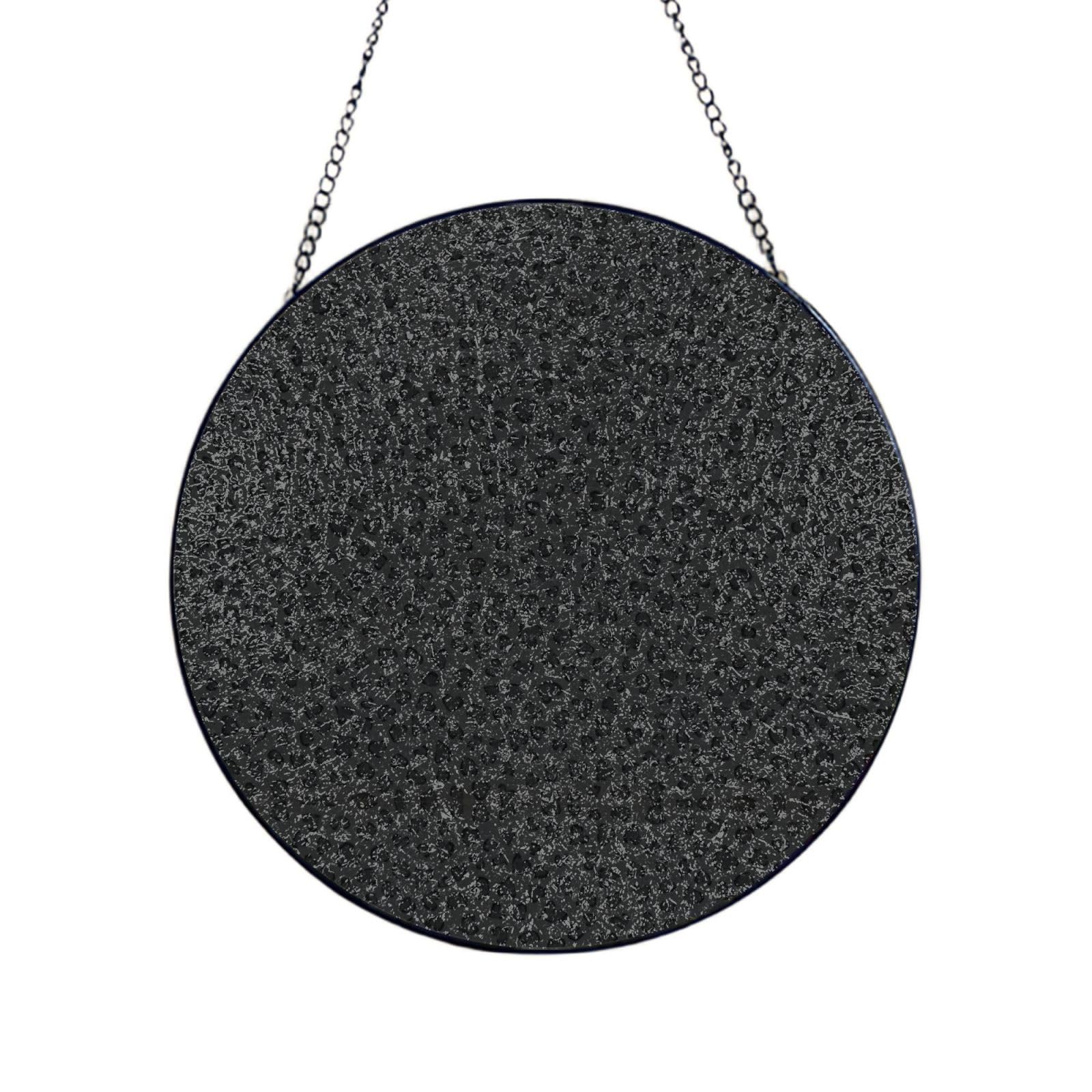 Phayah Black Leopard Pattern Print Glass Window Hanging Round Suncatcher Glass Ornament Garden Wall Fence Decorations Indoor Outdoor 4in（10cm）