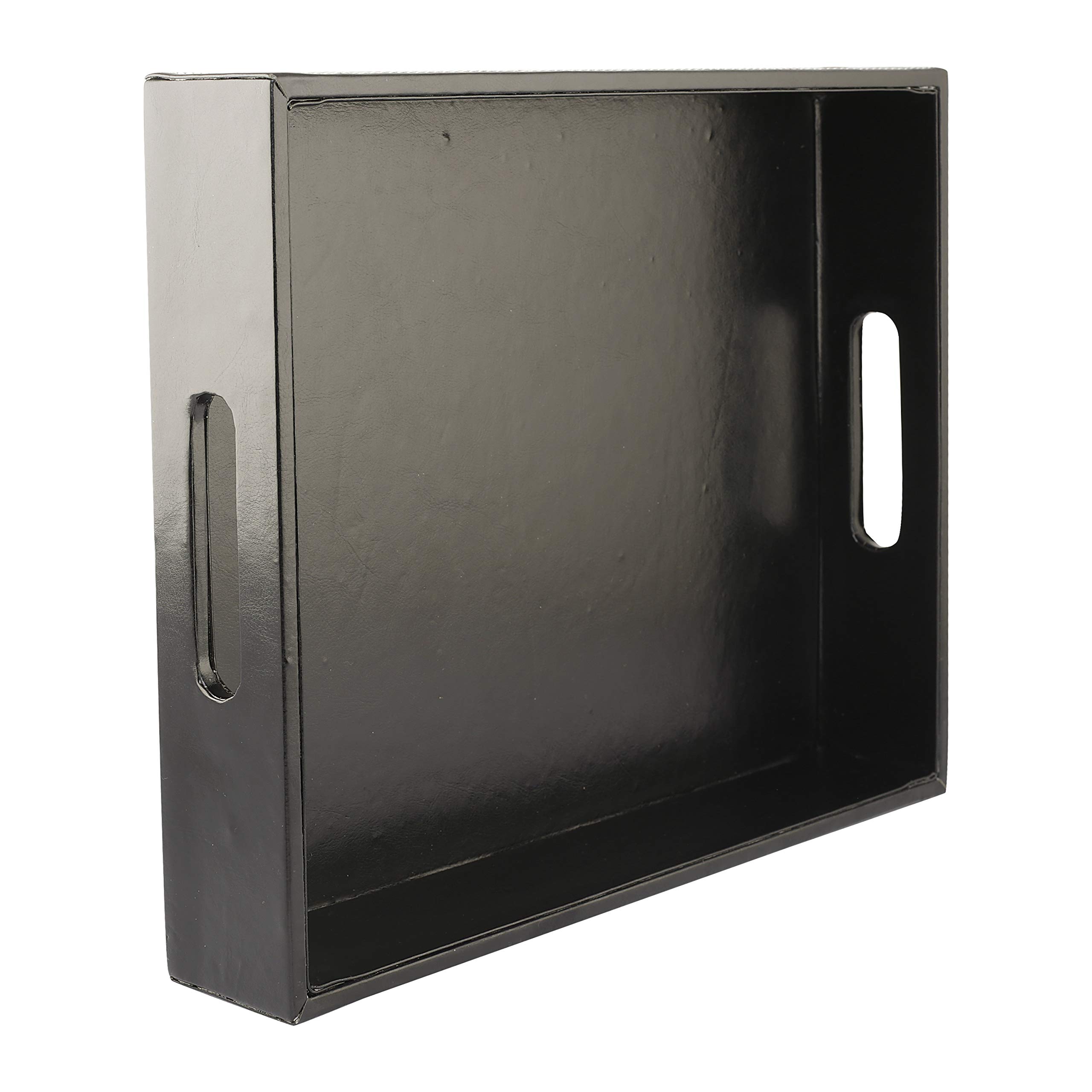 Anything & Everything PU Leather Serving Tray, Display Tray, Trays for Hotels to Hold Towel and Toiletries - Black 2