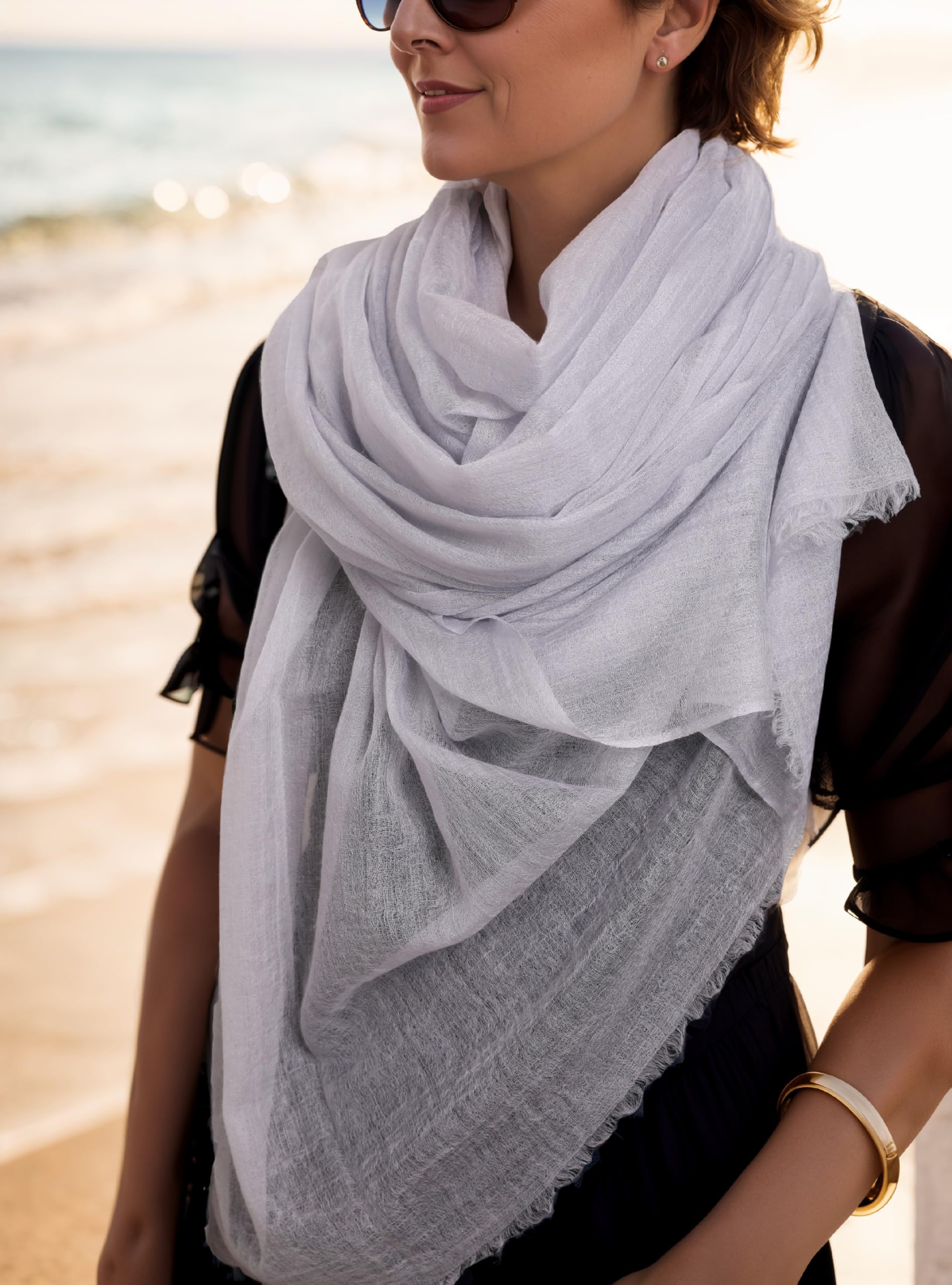 Damas Estola de Cachemira Bufanda Pashmina 100% Cachemira Fina 200 Hilos