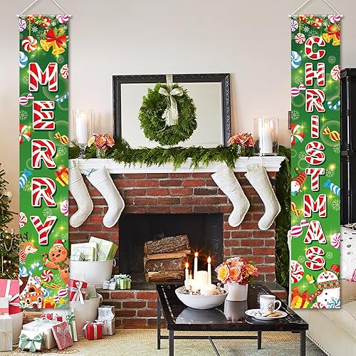 Miniatura 4 de HOWAF Letrero navideño de menta para porche, letrero de bienvenida con caramelo de menta para decoración de puerta delantera de Navidad, cartel de